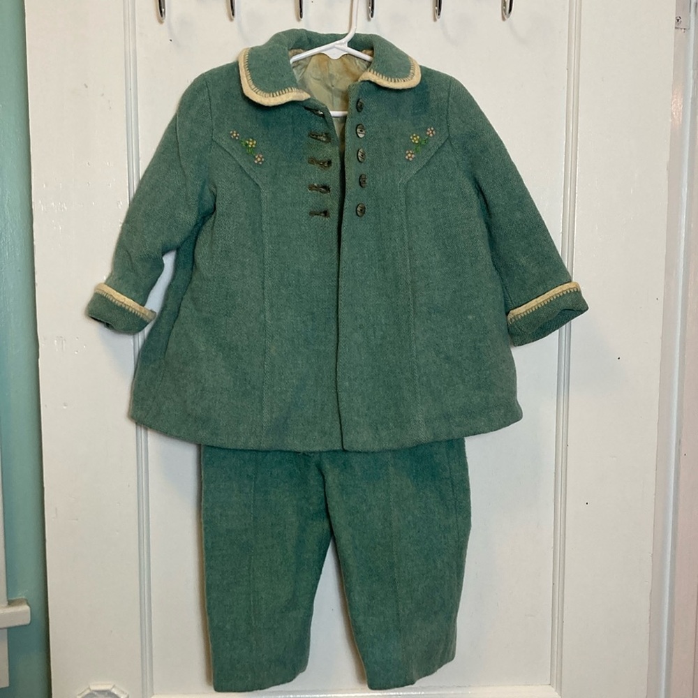 Vintage Jenax Liman 100% Virgin Wool Girls Coat w/ Pants